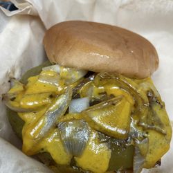 Gila Hogs BBQ - This green chile burger is delicious!