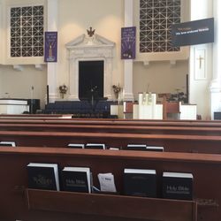 Central Baptist Church - Sanctuary  Worship is identified on the wall mounted monitor