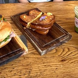 3 Cheese Grilled Cheese, Torta de Jamón, Mazapan Latte, Banana Matcha Latte 3 Cheese Grilled Cheese, Torta de Jamón, Mazapan Latte, Banana Matcha Latte