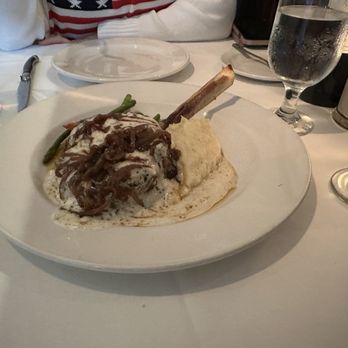 Madeline's - Veal chop with caramelized onions, mashed potatoes, and fresh local veggies. - New American Near Me - Cambria, California Madeline's - Veal chop with caramelized onions, mashed potatoes, and fresh local veggies. - New American Near Me - Cambria, California