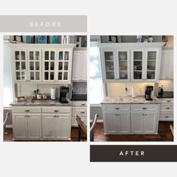 Kitchen Tune-Up South Tulsa - Before and after of a reface in Owasso