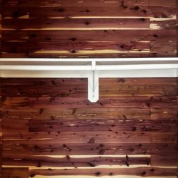 Cedar planking in my bedroom closet. Looks great Cedar planking in my bedroom closet. Looks great