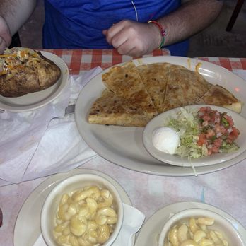 Cody's Original Roadhouse - Shrimp Quesadilla w/ Loaded Baked Potato & White MacNCheese - Steakhouses Near Me - Crystal River, Florida