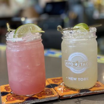 AVO TACO - Prickly pear margarita (left), and classic margarita (right) - Tacos Near Me - Bayside, New York AVO TACO - Prickly pear margarita (left), and classic margarita (right) - Tacos Near Me - Bayside, New York