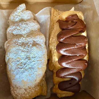Central Bakery - Chocolate filled cream horn, and a buttercream filled cream horn topped with chocolate. - Bakeries Near Me - Asheboro, North Carolina