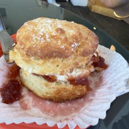 Butter and jam biscuit - not warmed Butter and jam biscuit - not warmed