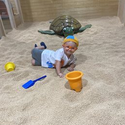 Sand pit made of rubber pieces Sand pit made of rubber pieces