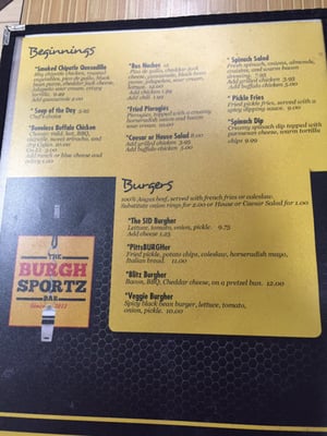 Menu photo 6 The Burgh Sportz Bar Coraopolis, PA