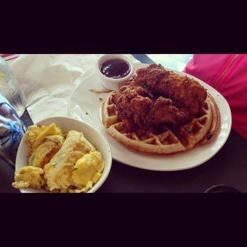 Mom's Kitchen & Bar - Chicken and Waffles w/Scrambled Egg side - Bars Near Me - Astoria, New York Mom's Kitchen & Bar - Chicken and Waffles w/Scrambled Egg side - Bars Near Me - Astoria, New York