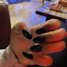 Oval black acrylic nails