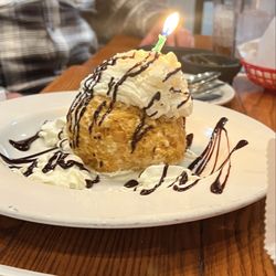 Birthday celebration deep fried ice cream