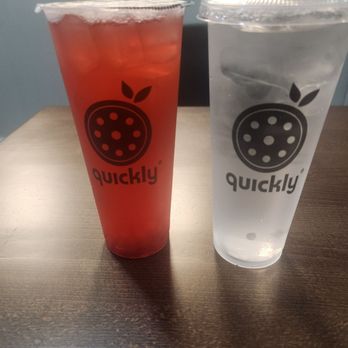 Quickly - This is a picture of the strawberry fruit tea and a cup of water, so I will not get dehydrated. - Bubble Tea Near Me - Montgomery, Alabama