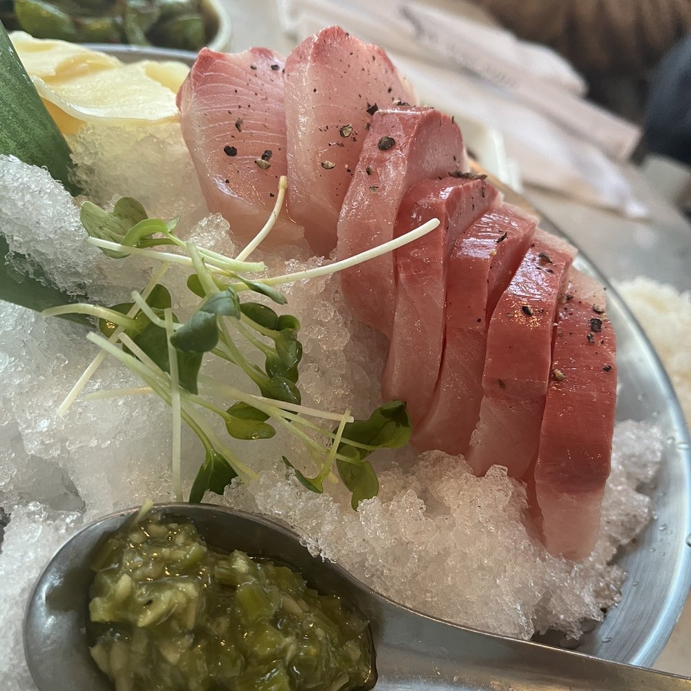 Amici Sushi - 7 piece hamachi sashimi with pickled wasabi. Such good quality for the price. - Sushi Bars Near Me - Lathrop, California Amici Sushi - 7 piece hamachi sashimi with pickled wasabi. Such good quality for the price. - Sushi Bars Near Me - Lathrop, California