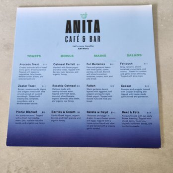 Anita Cafe & Bar - AM Menu - Cafes Near Me - Saint Louis, Missouri