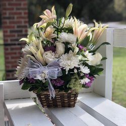 Beautiful Day Flowers - Express love or sympathy with a beautiful basket filled with white.