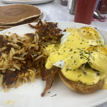 Sugar N' Spice - Eggs Benedict with pancakes and Hash Browns. - Diners Near Me - Cincinnati, Ohio Sugar N' Spice - Eggs Benedict with pancakes and Hash Browns. - Diners Near Me - Cincinnati, Ohio