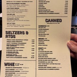 Drink menu Drink menu