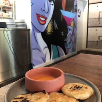 Besharam - Blue Cheese Naan: Flatbread, crumbled blue cheese, tomato-garlic cream chutney ($6) - Indian Near Me - San Francisco, California Besharam - Blue Cheese Naan: Flatbread, crumbled blue cheese, tomato-garlic cream chutney ($6) - Indian Near Me - San Francisco, California