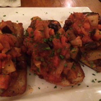 Bruschetta Francesca - Caponata Bruschetta (Garlic, Onion, Eggplant, Celery, Capers, Green Olive, Fresh Tomatoes, $13)- 2.5/5 stars - Italian Near Me - Key West, Florida Bruschetta Francesca - Caponata Bruschetta (Garlic, Onion, Eggplant, Celery, Capers, Green Olive, Fresh Tomatoes, $13)- 2.5/5 stars - Italian Near Me - Key West, Florida