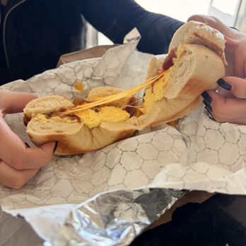 Fresh Bagels & Cafe - Bacon, egg, cheese with onion bagel - Bagels Near Me - Garden Grove, California