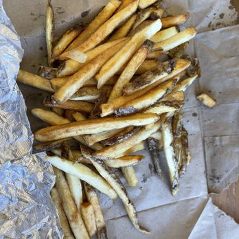 Five Guys - Small portion $6 regular size fries (small cup). - Burgers Near Me - Williamsburg, Virginia Five Guys - Small portion $6 regular size fries (small cup). - Burgers Near Me - Williamsburg, Virginia
