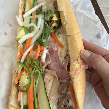 Daily Bánh Mi - #1 signature- 3 types of pork. Lots of fresh vegetables and herbs, but skimp on meat  6/2024 - Bakeries Near Me - San Antonio, Texas