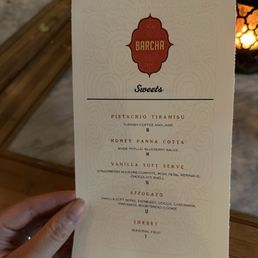 dessert menu