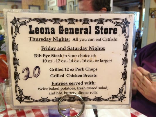 Menu photo 8 Leona General Store Leona, TX