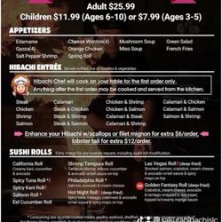 Sakura Hibachi Steakhouse & Sushi Bar - AYCE menu