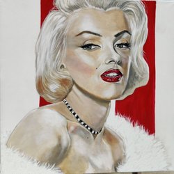 Jacqueline Melendez Art Gallery - This is a commissioned portrait of Marilyn Monroe size 39 x 39, acrylic on canvas.