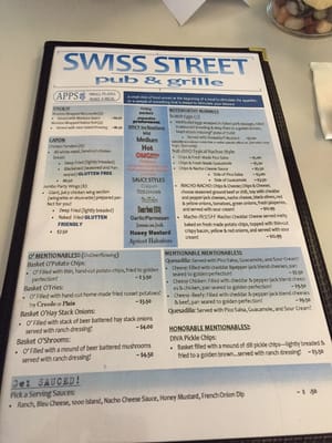 Menu photo 6 Swiss Street Pub & Grille Franklin, WI