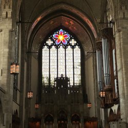 Rockefeller Memorial Chapel - Close-up detail of the stained glass window.