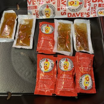 Dave's Hot Chicken - Condiments: 4 ketchup, 4 honey, & Dave's Mild Sauce. - Chicken Shop Near Me - Oceanside, California