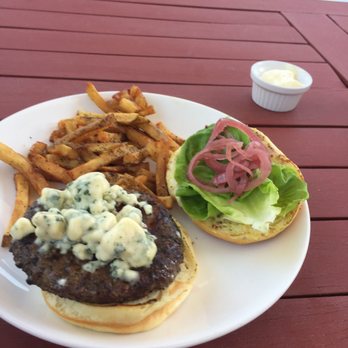 Kelley's Island House - Bison Burger with Blue Cheese and seasoned fries - New American Near Me - Kelleys Island, Ohio Kelley's Island House - Bison Burger with Blue Cheese and seasoned fries - New American Near Me - Kelleys Island, Ohio