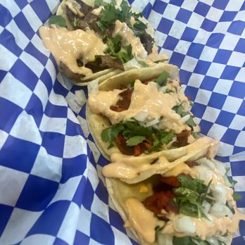 Vuture Food - I got the 3 tacos (top to bottom: asada, birria, and Al pastor) they were really good!! - Vegan Near Me - Salt Lake City, Utah Vuture Food - I got the 3 tacos (top to bottom: asada, birria, and Al pastor) they were really good!! - Vegan Near Me - Salt Lake City, Utah
