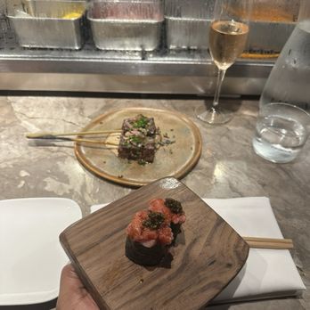 Uchi Austin - otoro gunkan (2 pc) and wagyu skewer - Sushi Bars Near Me - Austin, Texas Uchi Austin - otoro gunkan (2 pc) and wagyu skewer - Sushi Bars Near Me - Austin, Texas