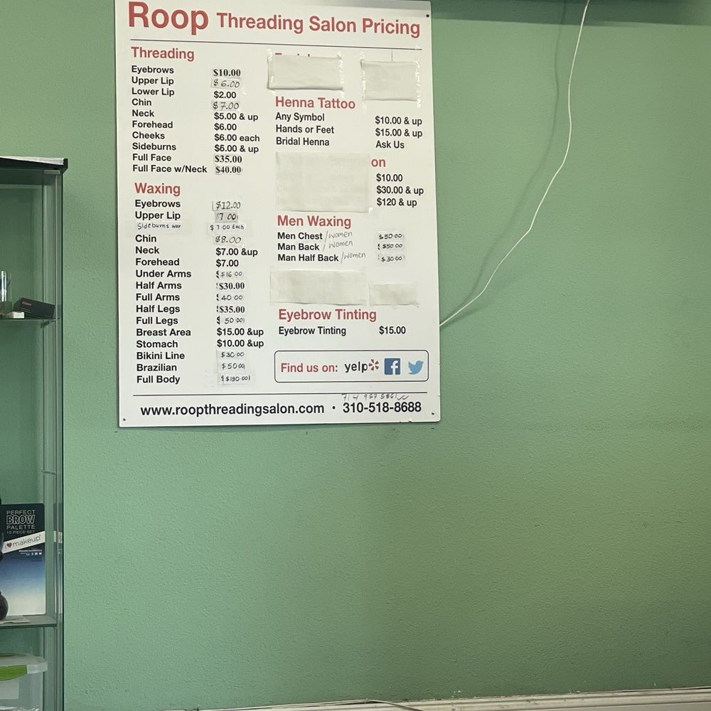 Roop Threading Salon - Menu and pricing - Waxing Near Me - Costa Mesa, California Roop Threading Salon - Menu and pricing - Waxing Near Me - Costa Mesa, California