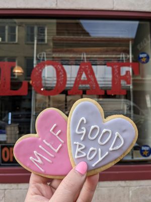 Photo of Loaf - Durham, NC, US. Conversation heart cookies! - @lifewithhanny