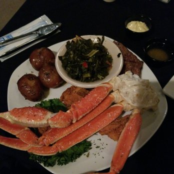 Filet's Waterfront - Seafood platter - snow legs and 6 fried shrimp with potatoes and collard greens - Seafood Near Me - North Myrtle Beach, South Carolina Filet's Waterfront - Seafood platter - snow legs and 6 fried shrimp with potatoes and collard greens - Seafood Near Me - North Myrtle Beach, South Carolina