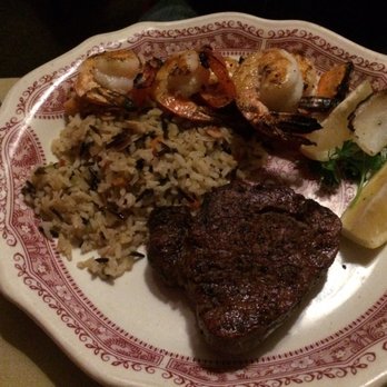 The Hitching Post 2 - Combination of shrimp and filet mignon with rice pilaf - Steakhouses Near Me - Buellton, California