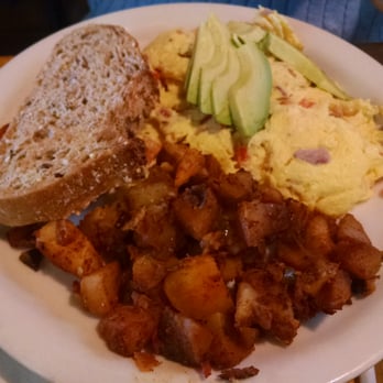 The Peach Cafe - Make your own omelette there's about 15 different items that you could add to your omelette and  these are their potatoes - New American Near Me - Monrovia, California