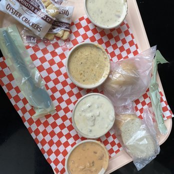 Pike Place Chowder - 4-sampler with the starred chowders! - Seafood Near Me - Seattle, Washington Pike Place Chowder - 4-sampler with the starred chowders! - Seafood Near Me - Seattle, Washington