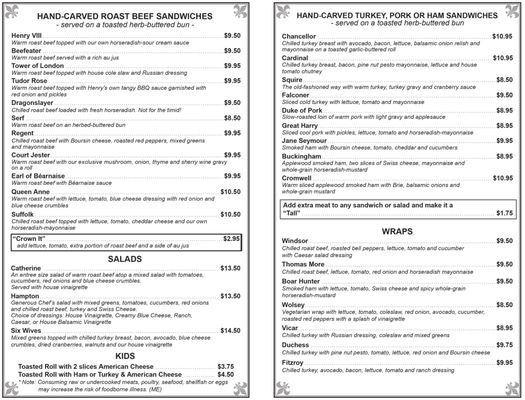 Menu photo 1 Henry VIII Carvery Kittery, ME Menu photo 1 Henry VIII Carvery Kittery, ME