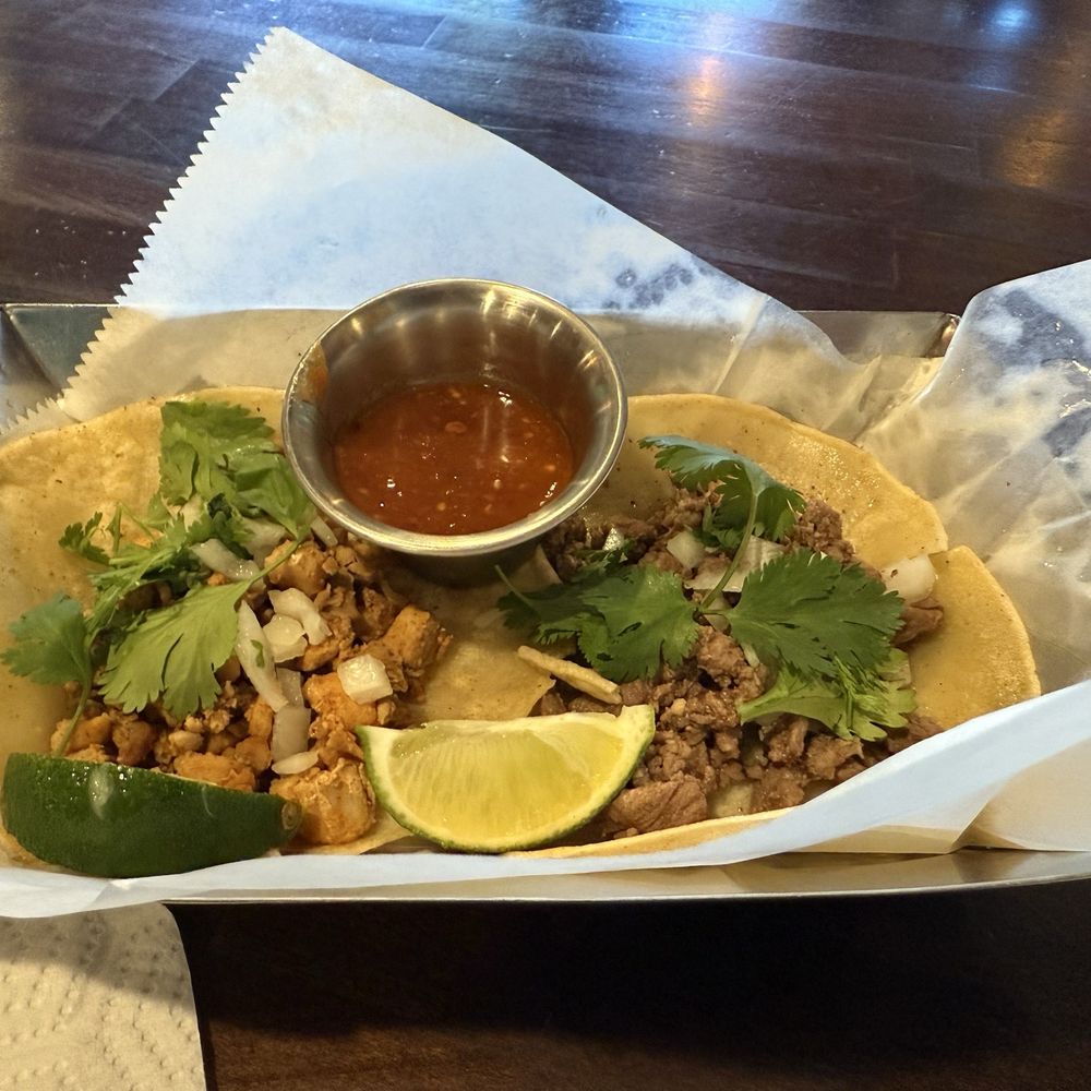 Chicken taco and carne asada taco Chicken taco and carne asada taco