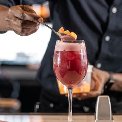 Not Your Average Joe's - Westwood - Fresh fruit sangria being made at the bar.