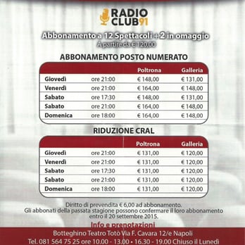 Teatro Toto - Prezzi stagione teatrale 2015/2016 - Opera & Ballet Near Me - Naples, NA Teatro Toto - Prezzi stagione teatrale 2015/2016 - Opera & Ballet Near Me - Naples, NA