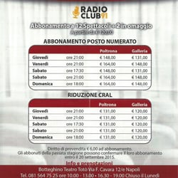 Teatro Toto - Prezzi stagione teatrale 2015/2016