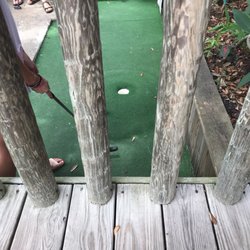 Zooland Mini Golf - First hole is a volcano, a not so subtle reminder to not care about the score, but to have fun. Chill!