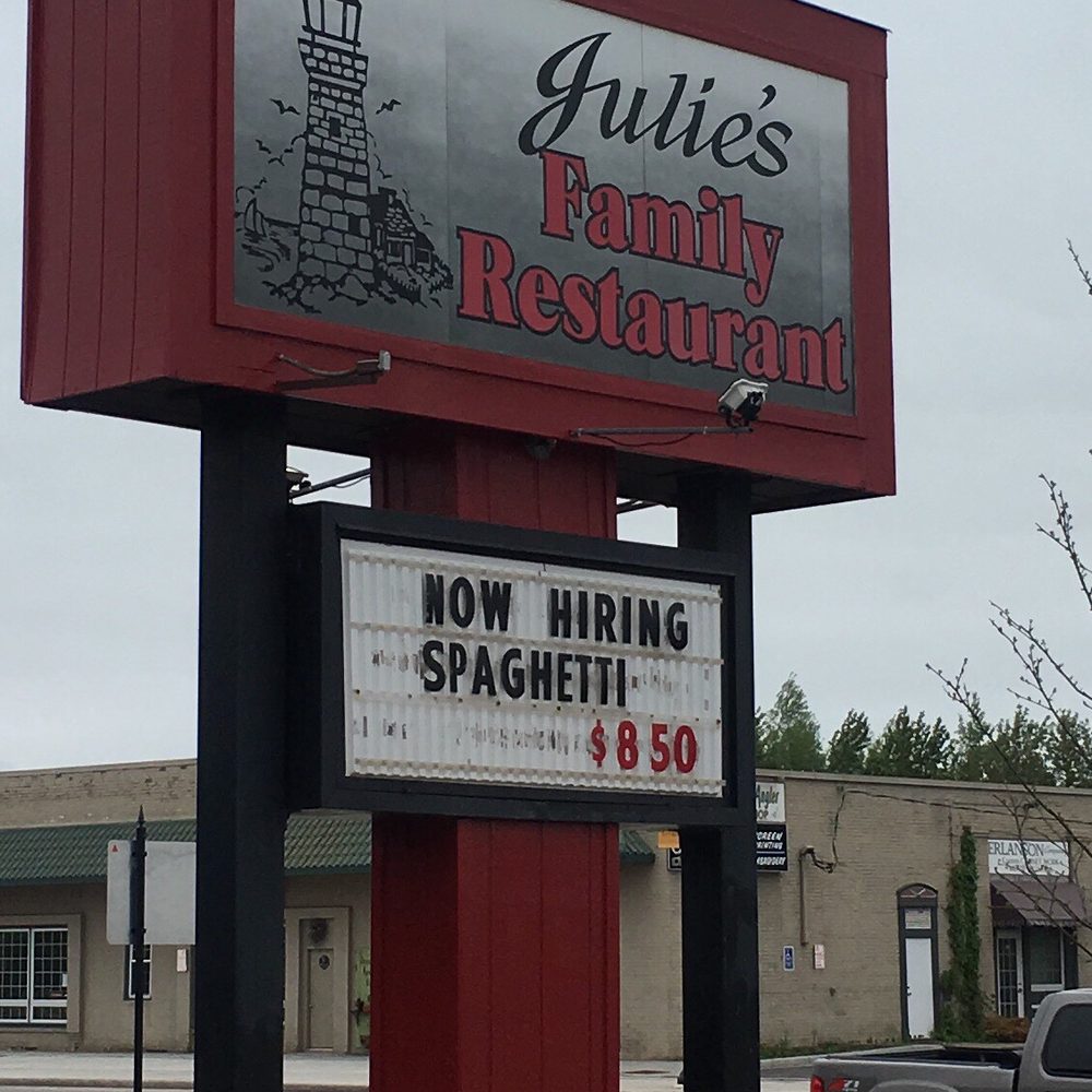 Julie's Family Restaurant - a sign for the restaurant - American Near Me - Superior, Wisconsin Julie's Family Restaurant - a sign for the restaurant - American Near Me - Superior, Wisconsin