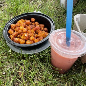 Strange Brew Cafe - Breakfast potatoes and red bean bubble tea with oat milk - Cafes Near Me - Binghamton, New York Strange Brew Cafe - Breakfast potatoes and red bean bubble tea with oat milk - Cafes Near Me - Binghamton, New York